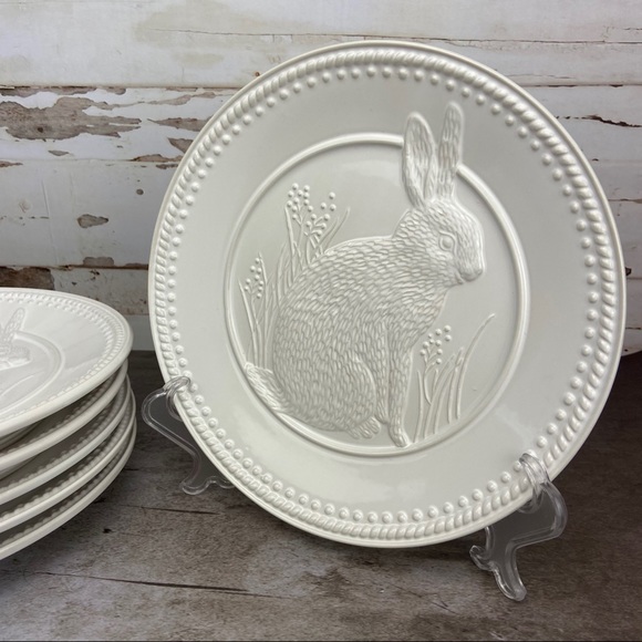 Pottery Barn Easter Bunny Plates Set 6